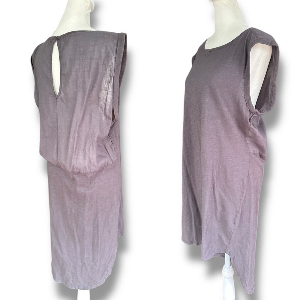 Michael Stars Gray Cotton Rolled Shoulder Sleeveless Shift Mini Dress | Large - Picture 4 of 12